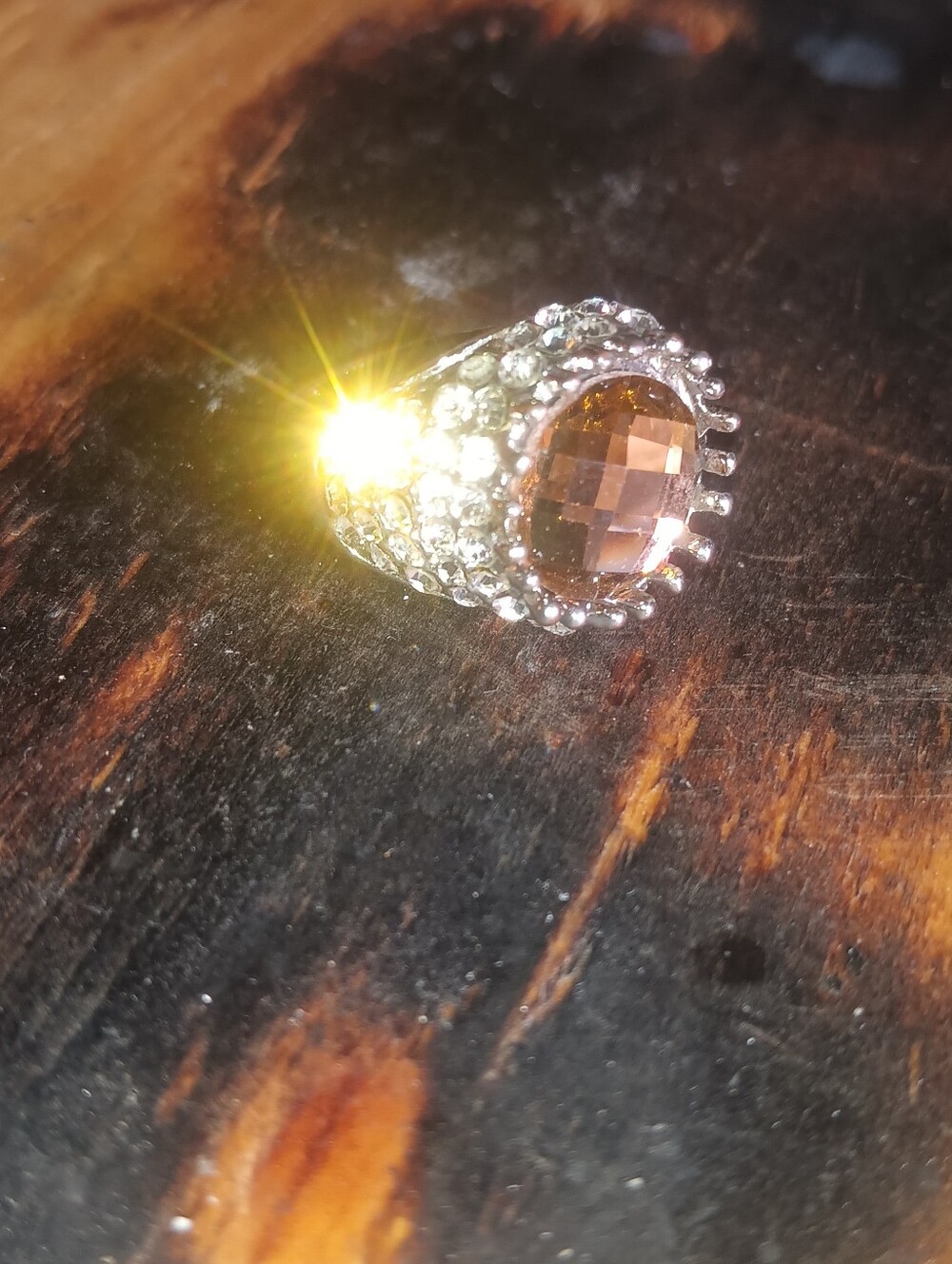 Elegant Silver and Orange Gemstone Ring